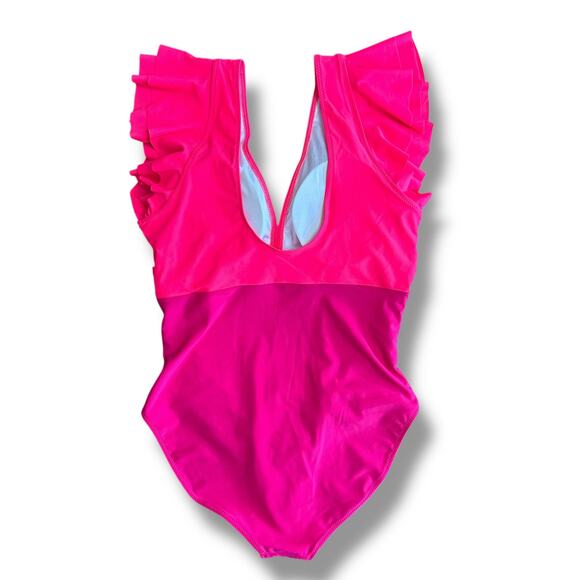 Blooming Jelly Hot Pink Ruffle Sleeve One Piece Swimsuit Women’s XXL NWT - Picture 4 of 5